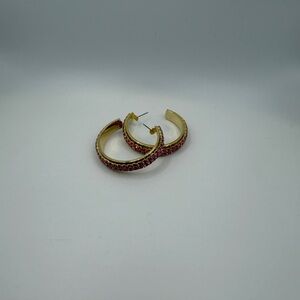 Elegant Gold and Pink Hoop Earrings